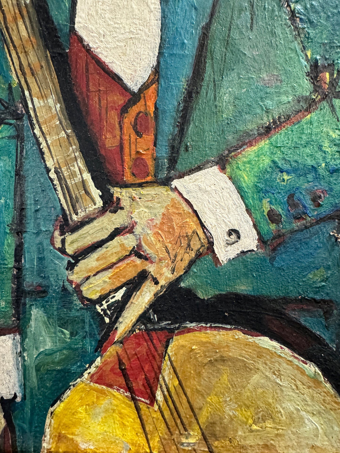 WODHOUSE, portrait guitariste de 1958. Huile sur panneau