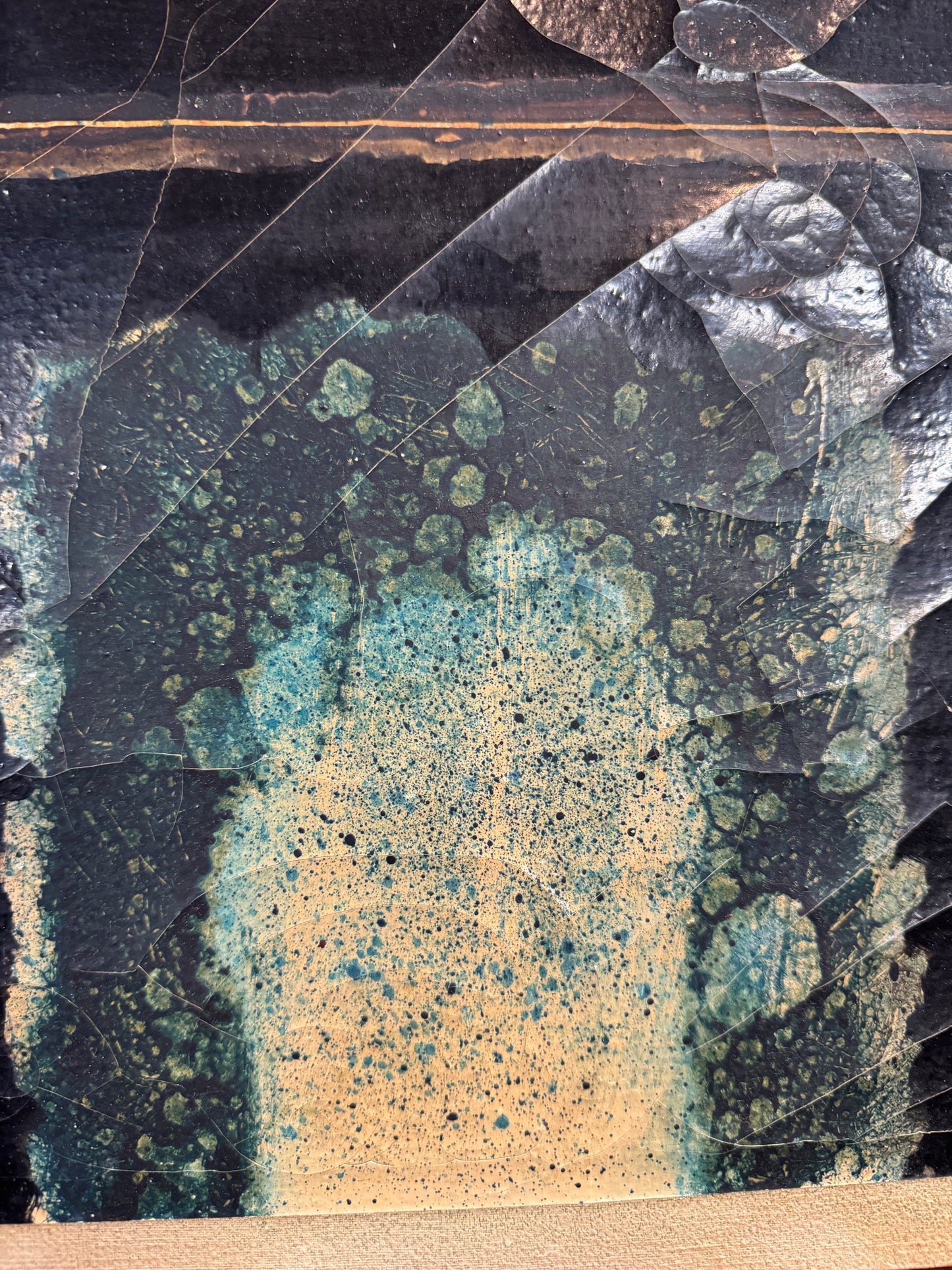 Alain LABORDE, huile sur papier marouflé sur toile, oeuvre abstraite de 1984