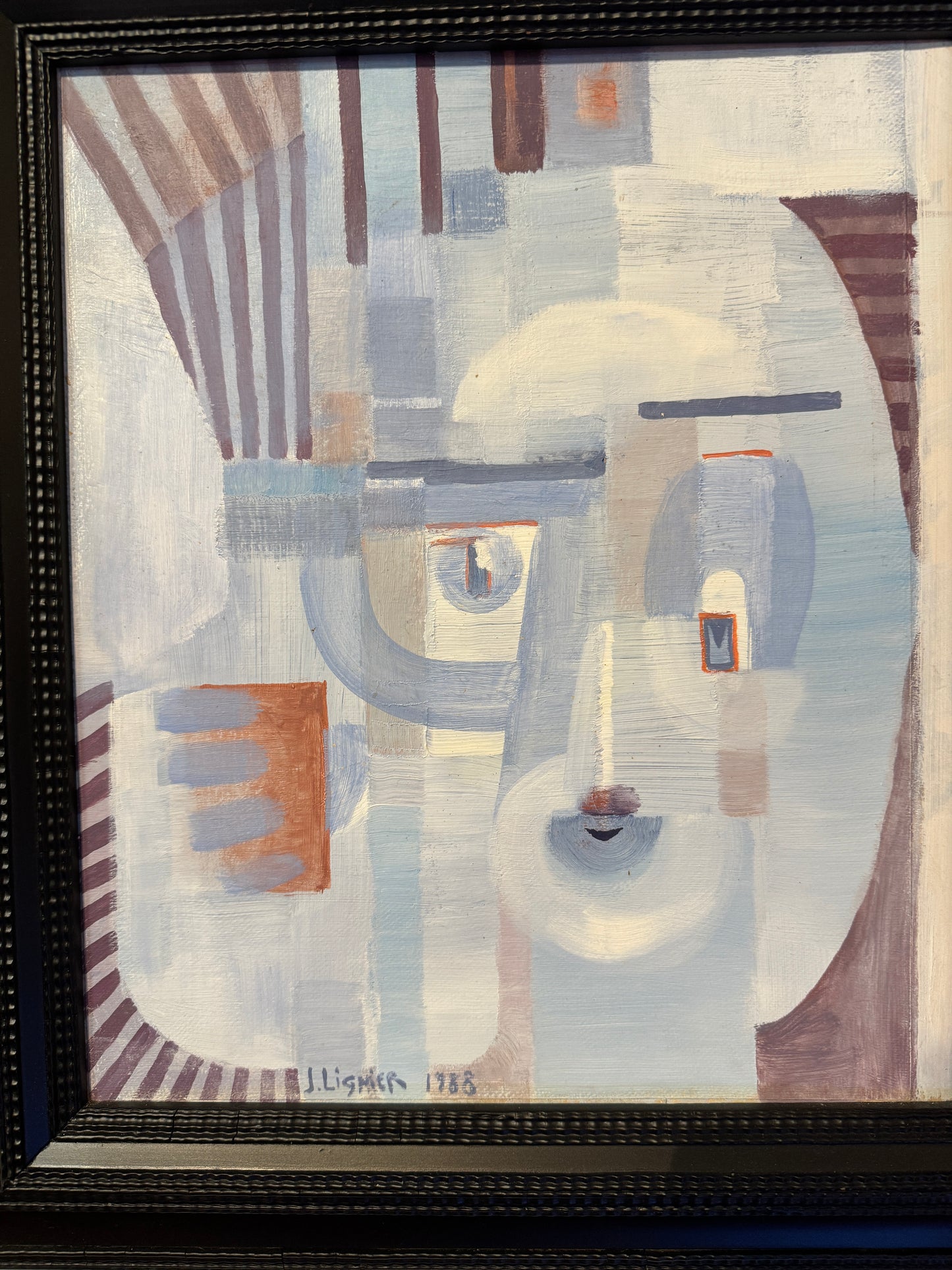 Jacques LIGNER 1924-2010, huile cubiste sur carton de 1988
