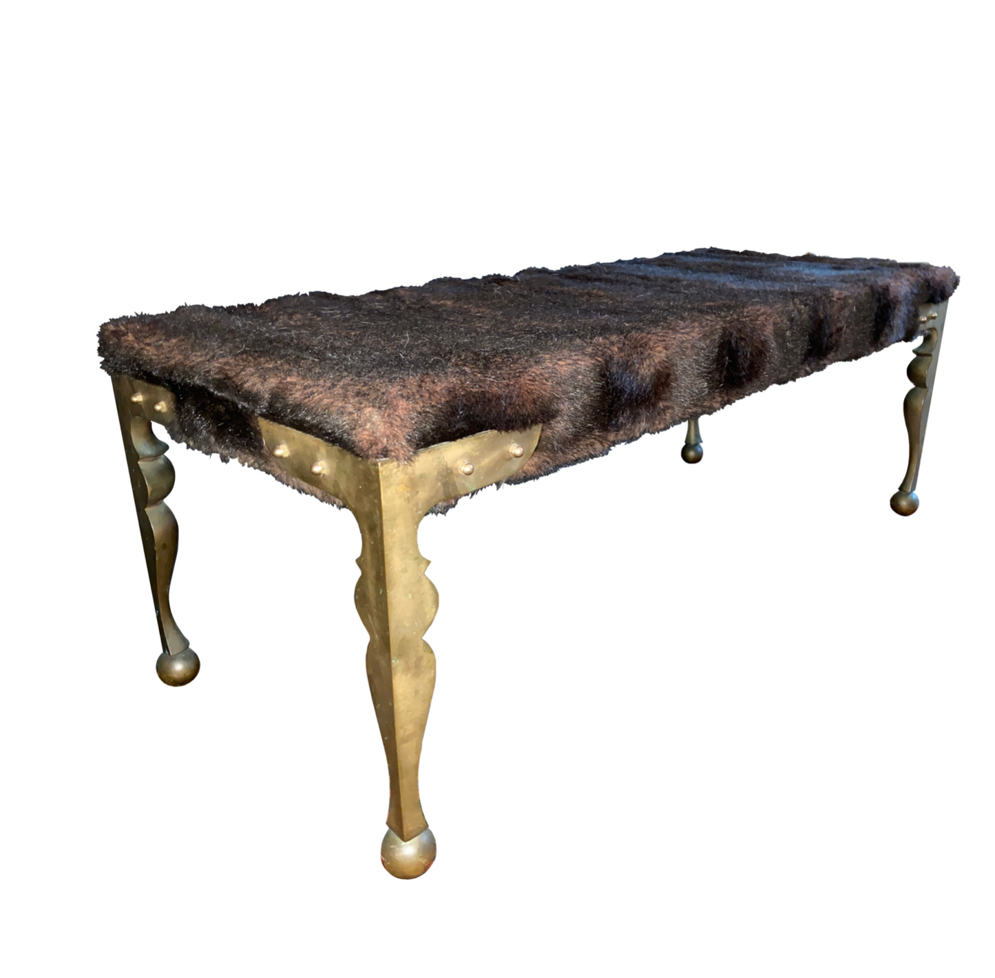 PUCCI De ROSSI, unique piece, bench in solid bronze and synthetic mink.