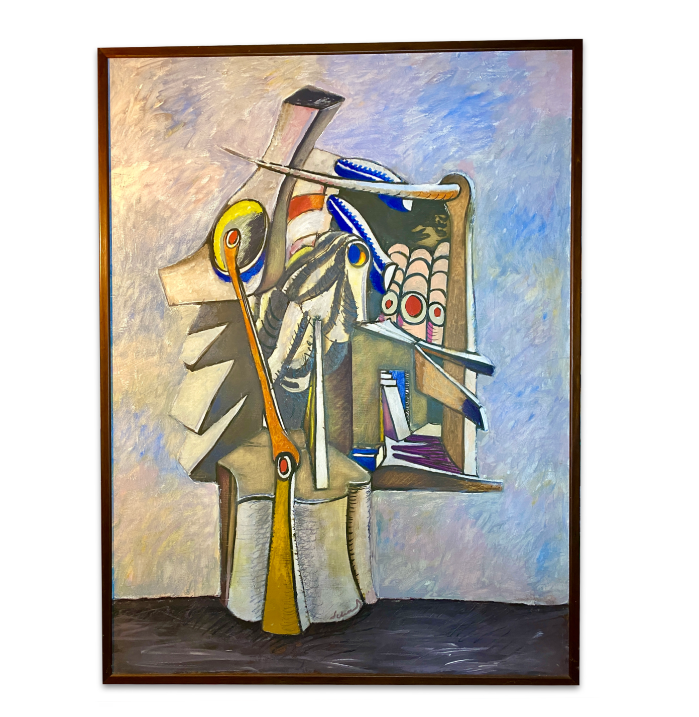 Jean-Claude Schenck 1928-2012, rare cubist constructivist work of the 80s.