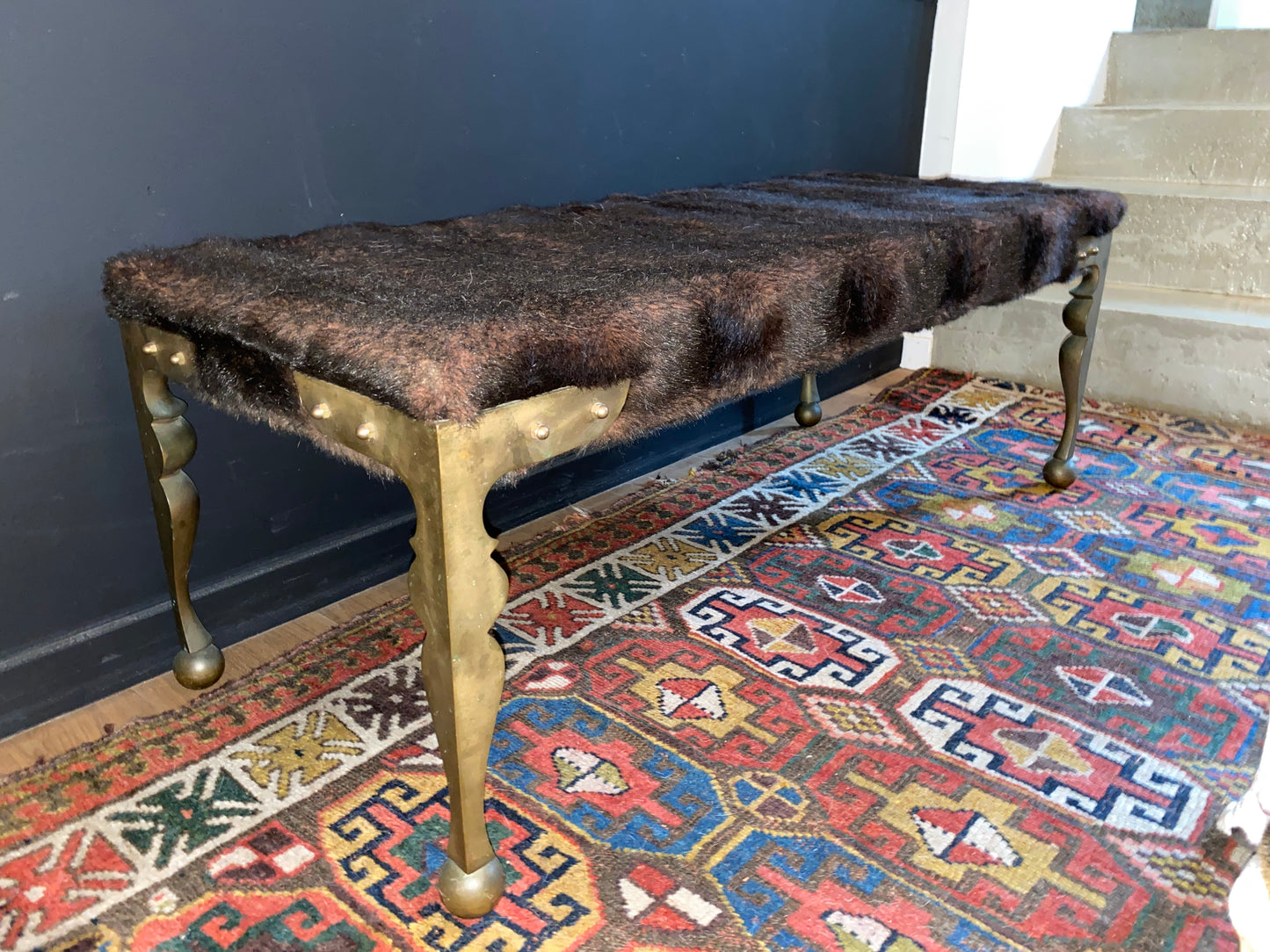 PUCCI De ROSSI, unique piece, bench in solid bronze and synthetic mink.