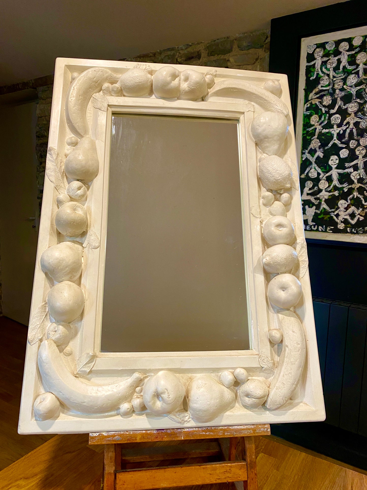 Decorative mirror in stucco decorated with fruits circa 1980/90