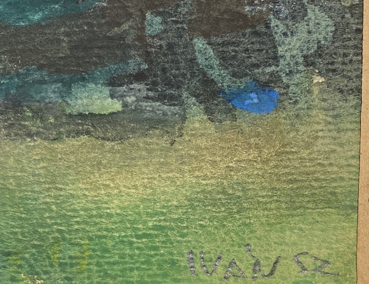 Iván SZILÁRD Urjad-1912, Budapest-1988.  Paysage au ciel expressionniste 1952