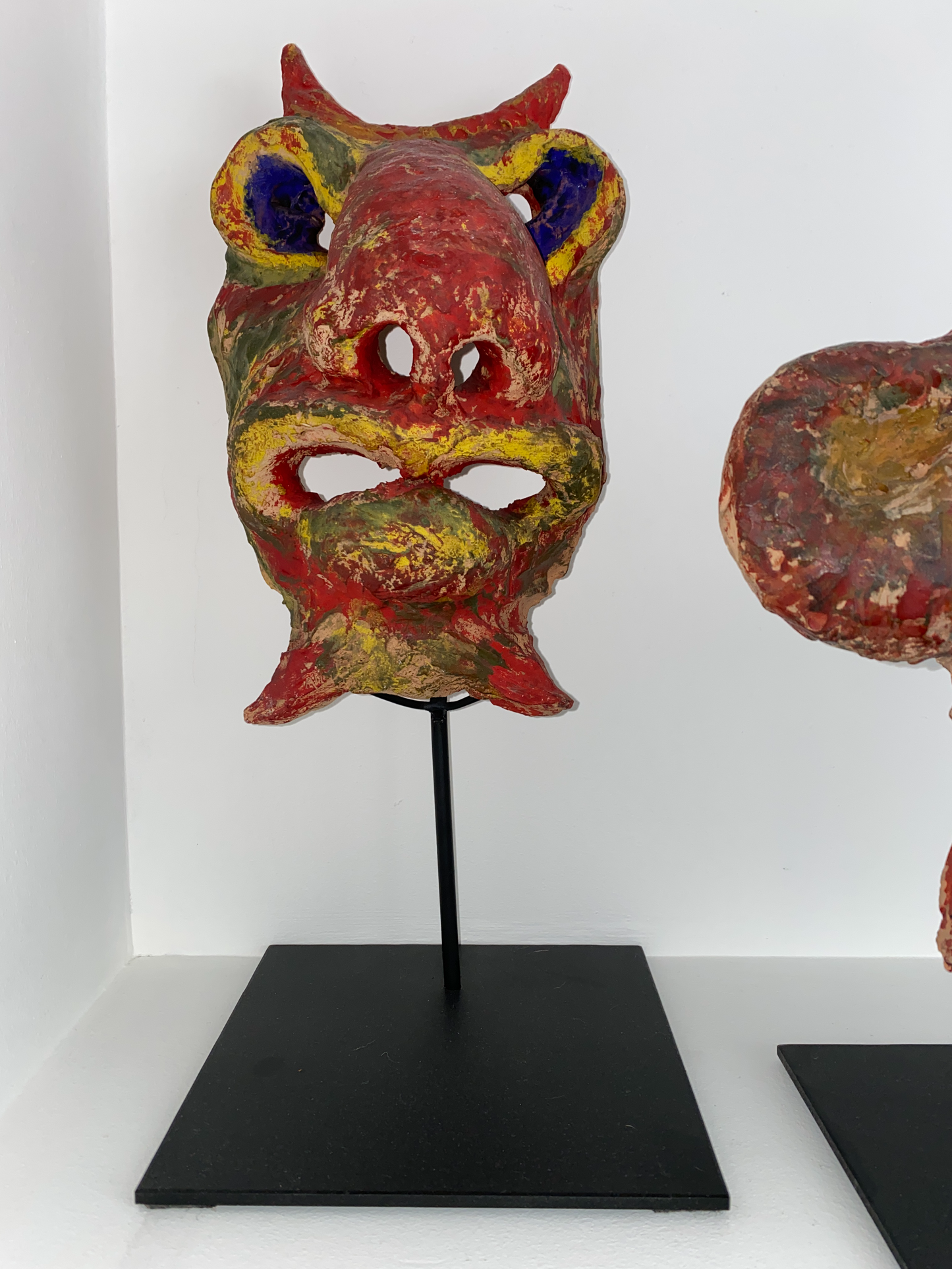 Angelo MEANI, dated 1953, very rare set of 3 Outsider Art masks